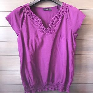 a.n.a Purple Top w/ Crochet Detailing Around Neck